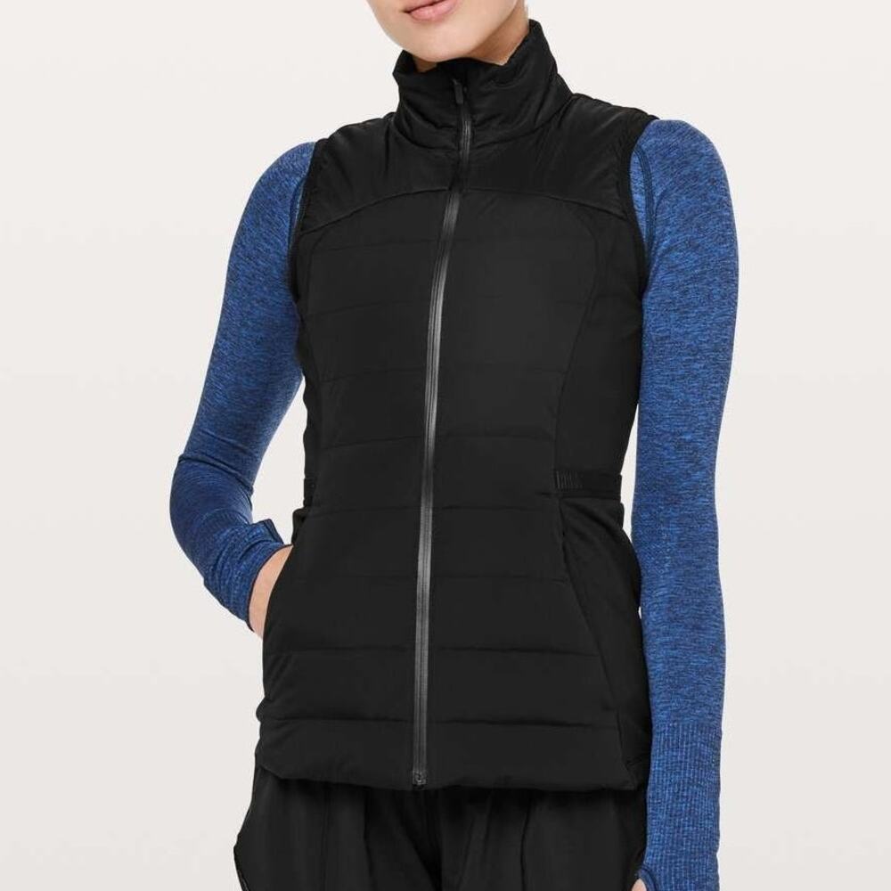 Lululemon Womens Down For It All Vest Size 8 Black Puffer Running Training Cold